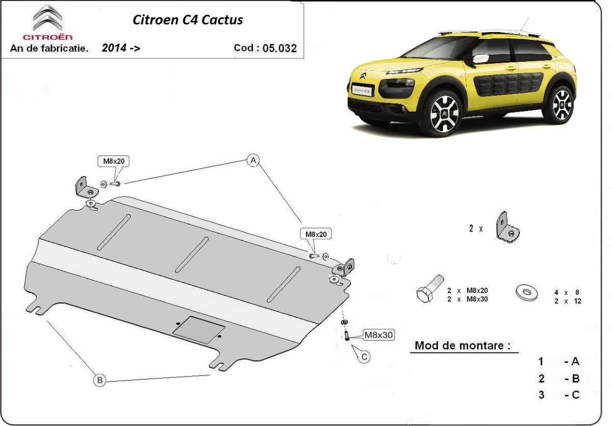 Stalen beschermplaat Motor+ | Citroën C4 Cactus (2014-2020) - 3