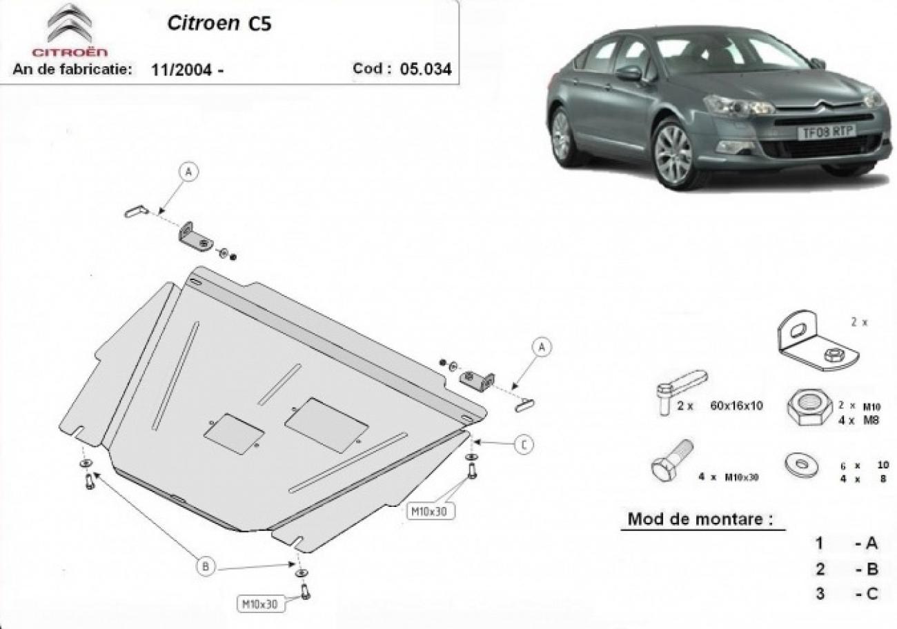 Hasplåt Stål Motor+ | Citroën C5 (2004-2007) - 3