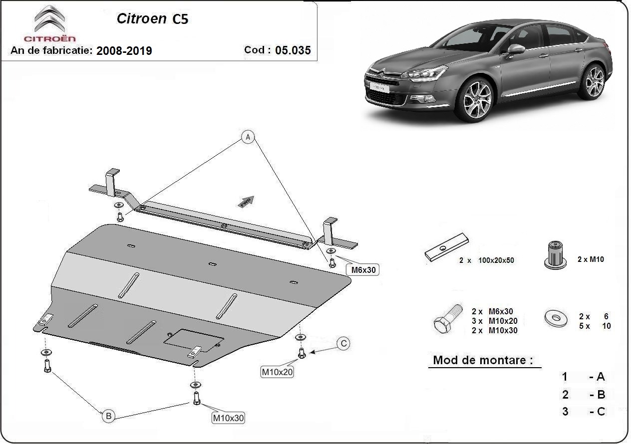 Protector inferior de acero Motor+ | Citroën C5 (2008-2017) - 3