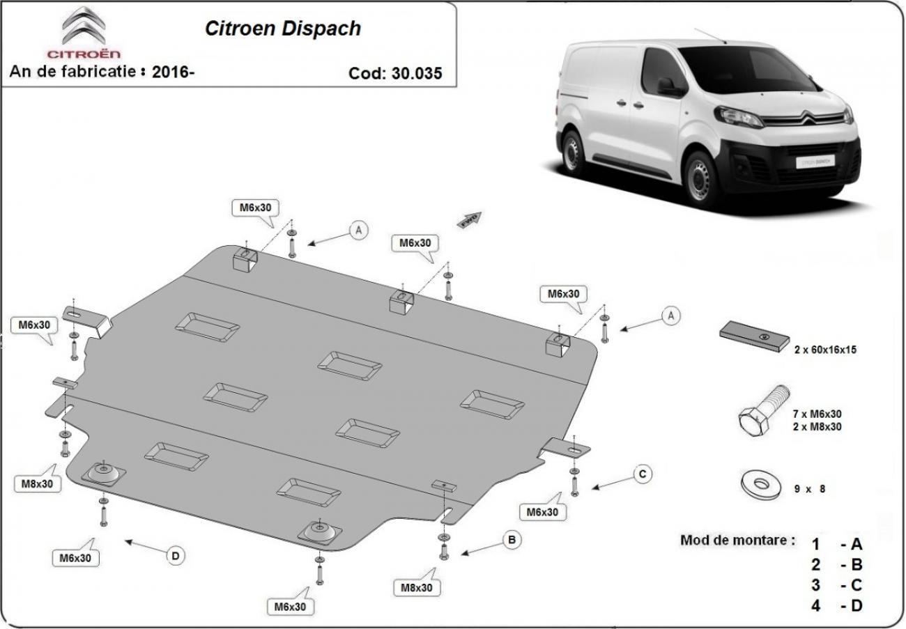 Hasplåt Stål Motor+ | Citroën Dispatch (2016-2026) - 2