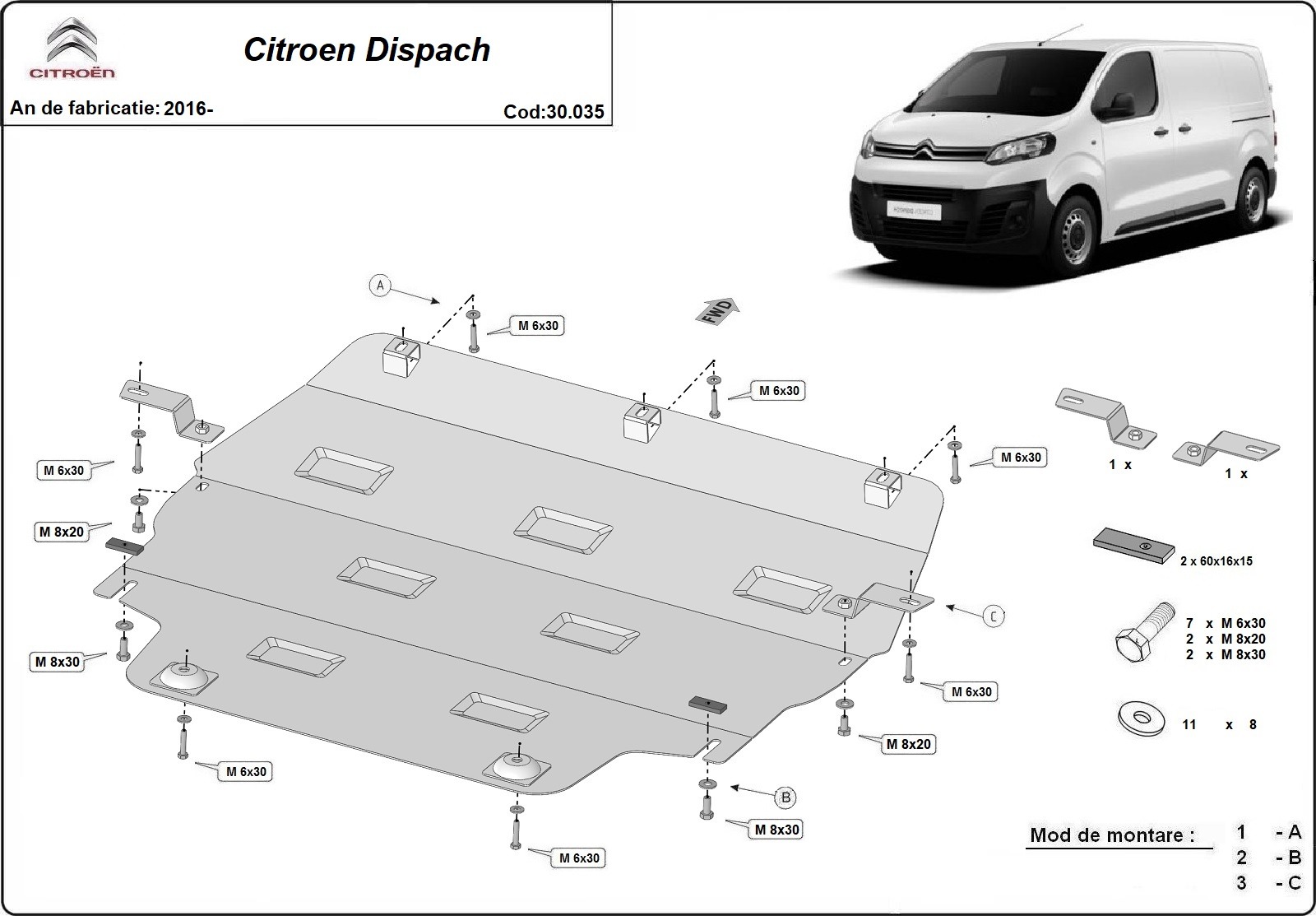 Protector inferior de acero Motor+ | Citroën Dispatch (2016-2026) - 3