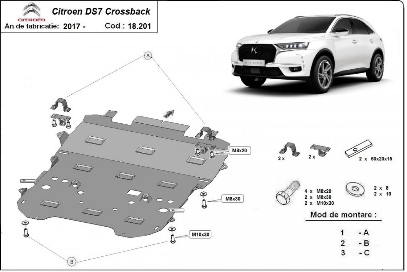 Hasplåt Stål Motor+ | Citroën DS7 Crossback (2017-2026) - 3