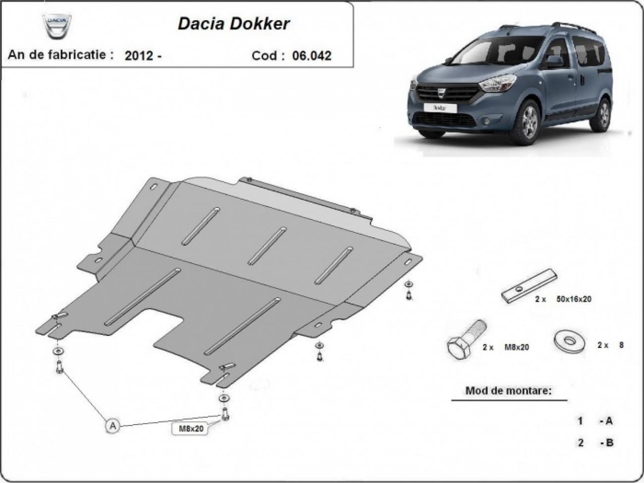Hasplåt Stål Motor+ | Dacia Dokker (2012-2026) - 3