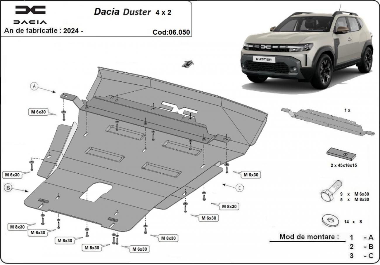 Bunnplate Stål Motor+ | Dacia Duster - 4x2 (2024-2026) - 3