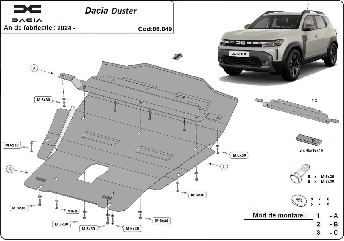 Protection inférieure en acier Moteur+ | Dacia Duster - 4x4 (2024-2026) - 3