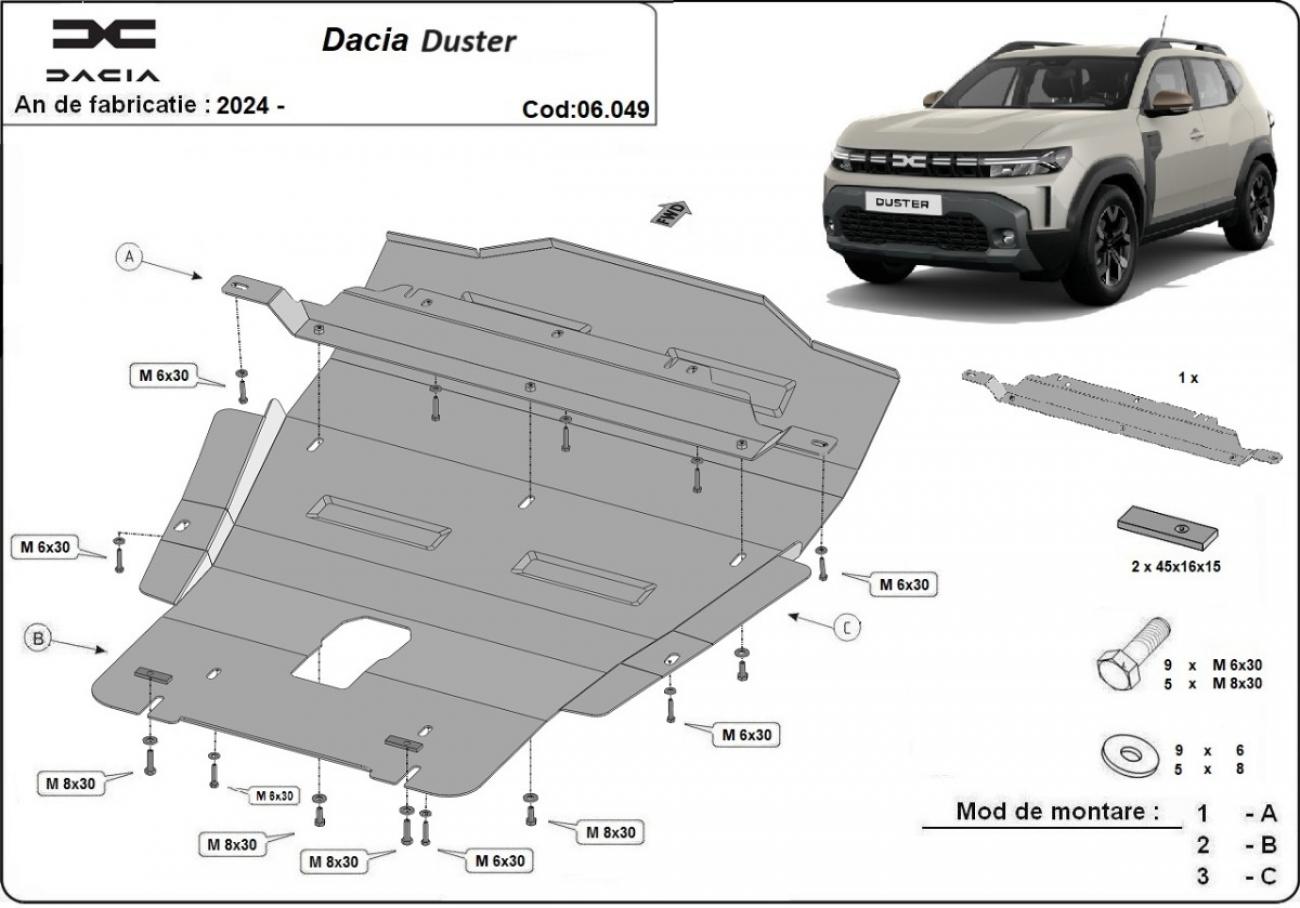 Hasplåt Stål Motor+ | Dacia Duster - 4x4 (2024-2026) - 3