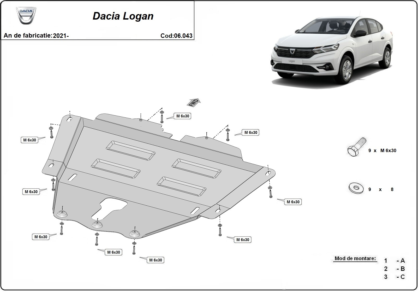 Stalen beschermplaat Motor+ | Dacia Logan (2021-2026) - 3