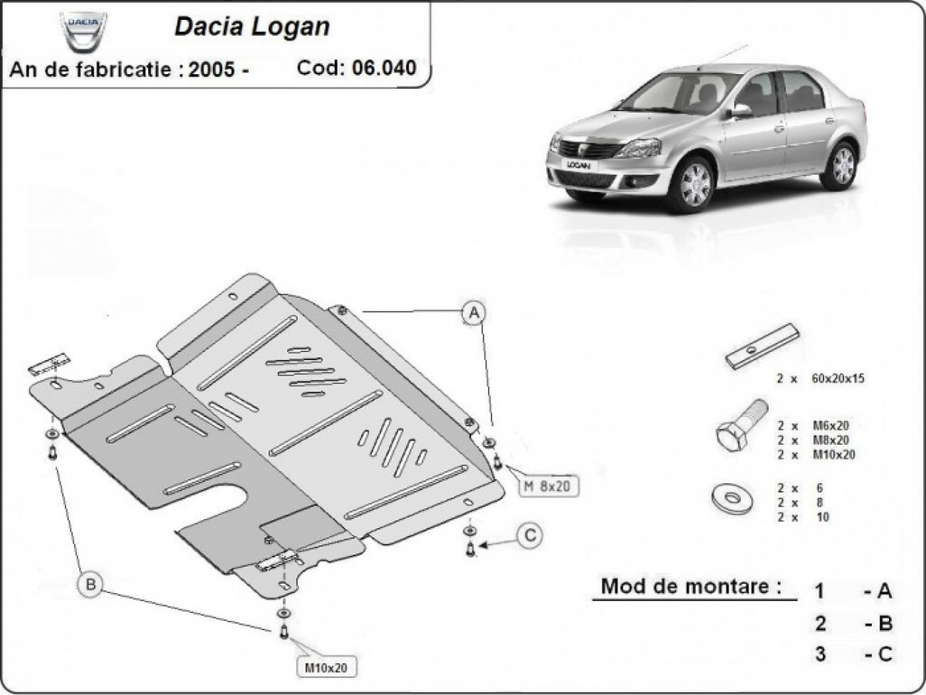 Hasplåt Stål Motor+ | Dacia Logan 1 (2004-2012) - 3