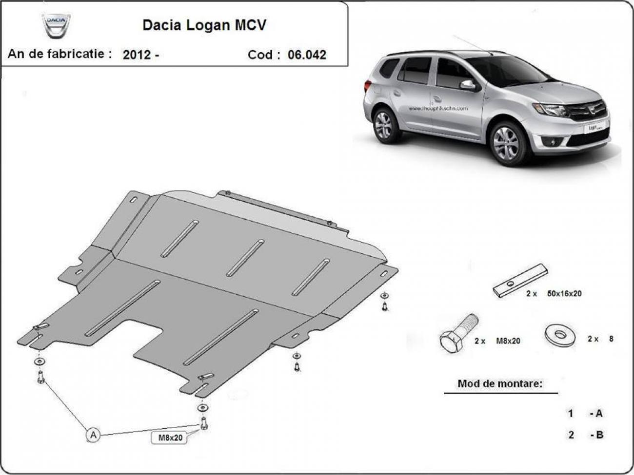 Hasplåt Stål Motor+ | Dacia Logan MCV (2012-2020) - 3