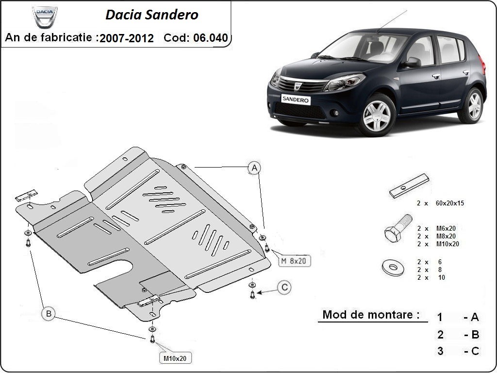 Protector inferior de acero Motor+ | Dacia Sandero (2005-2012) - 3