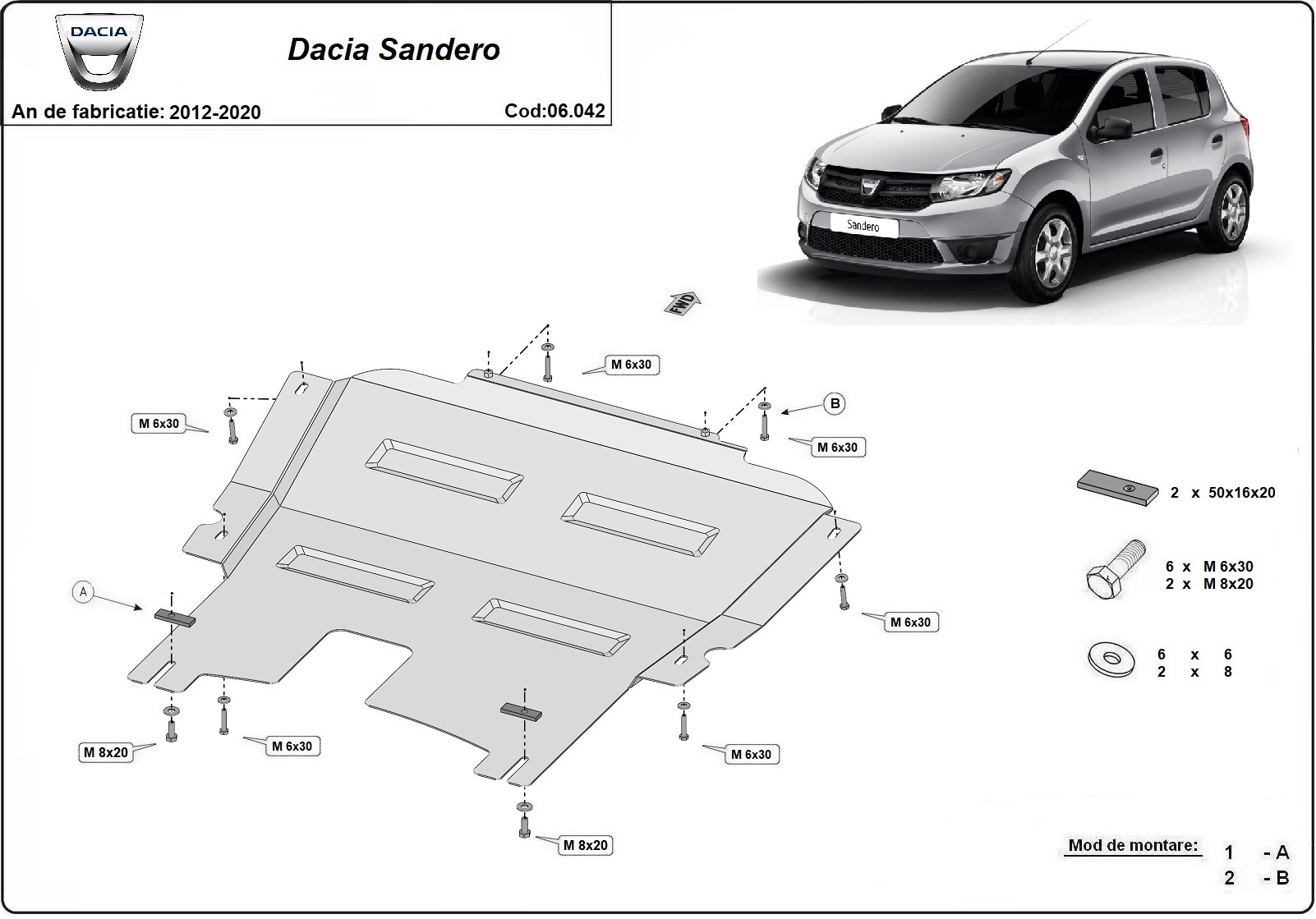 Stahl-Unterfahrschutz Motor+ | Dacia Sandero 2 (2012-2020) - 3