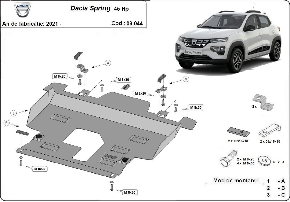 Protezione inferiore in acciaio Motore+ | Dacia Spring (2021-2026) - 3