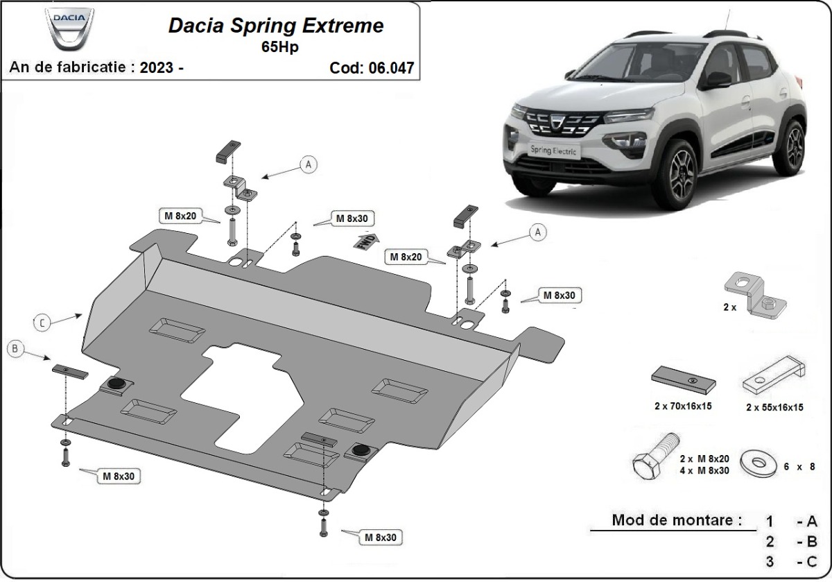 Protection inférieure en acier Moteur+ | Dacia Spring Extreme (2023-2026) - 3