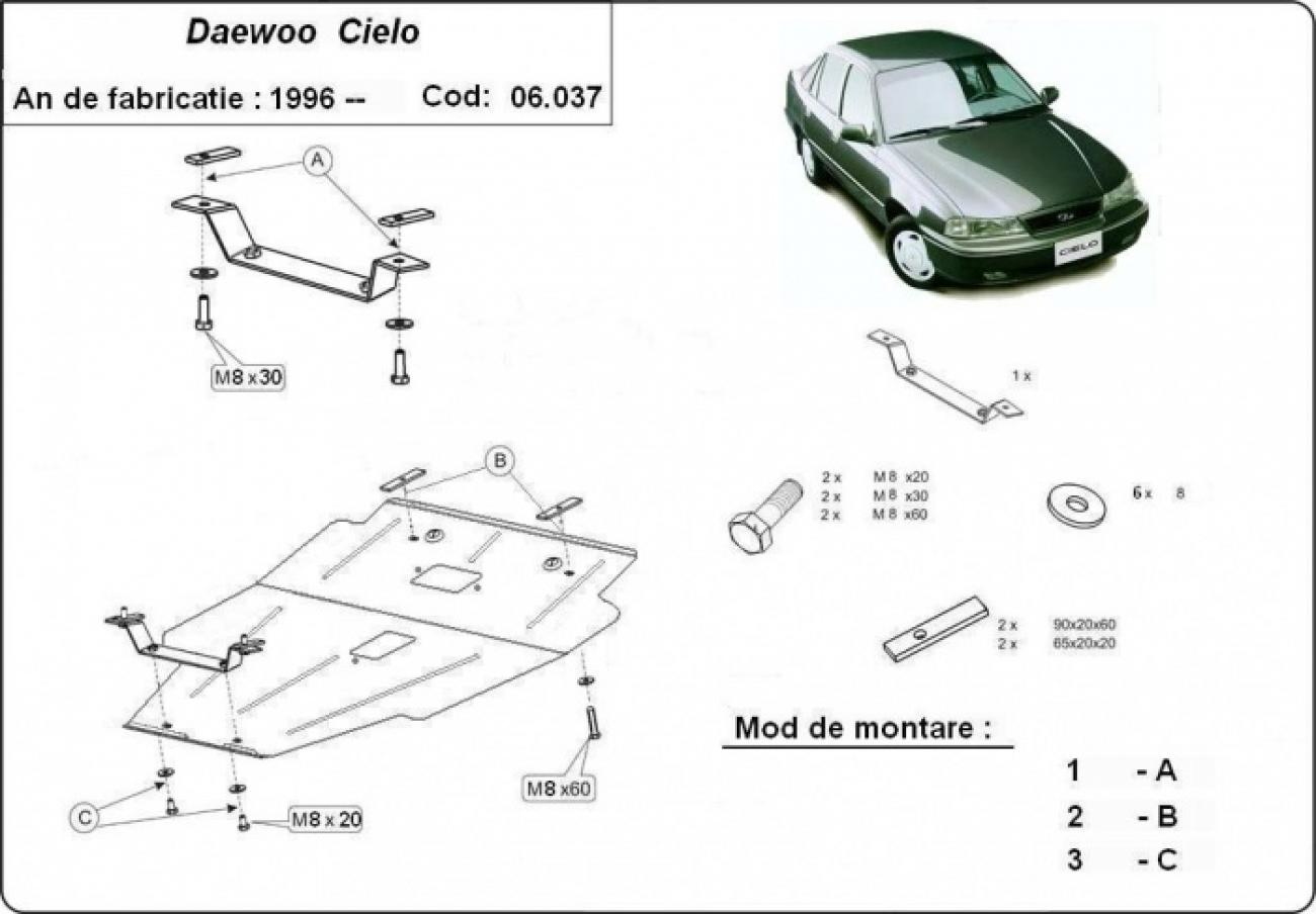 Hasplåt Stål Motor+ | Daewoo Cielo (1995-2008) - 3