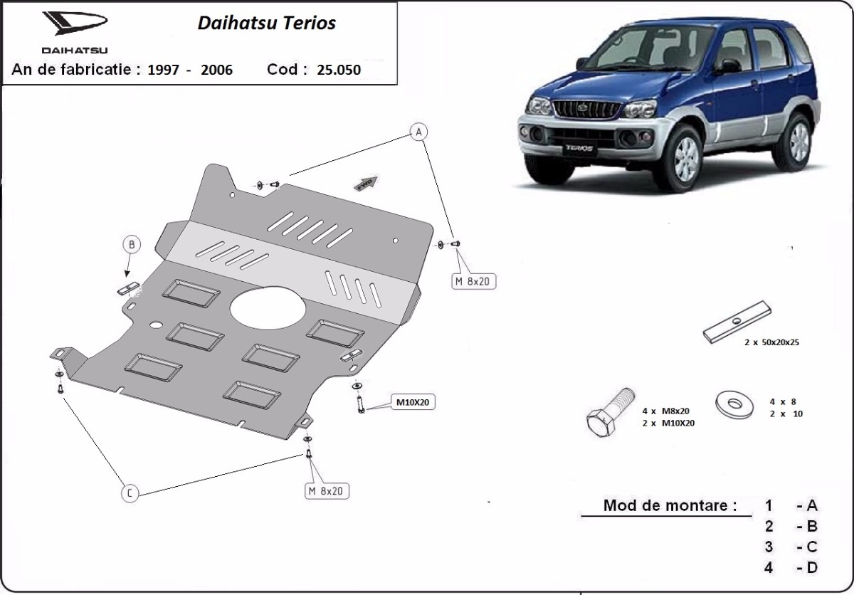 Skid plate Steel Engine+ | Daihatsu Terios (1997-2006) - 3