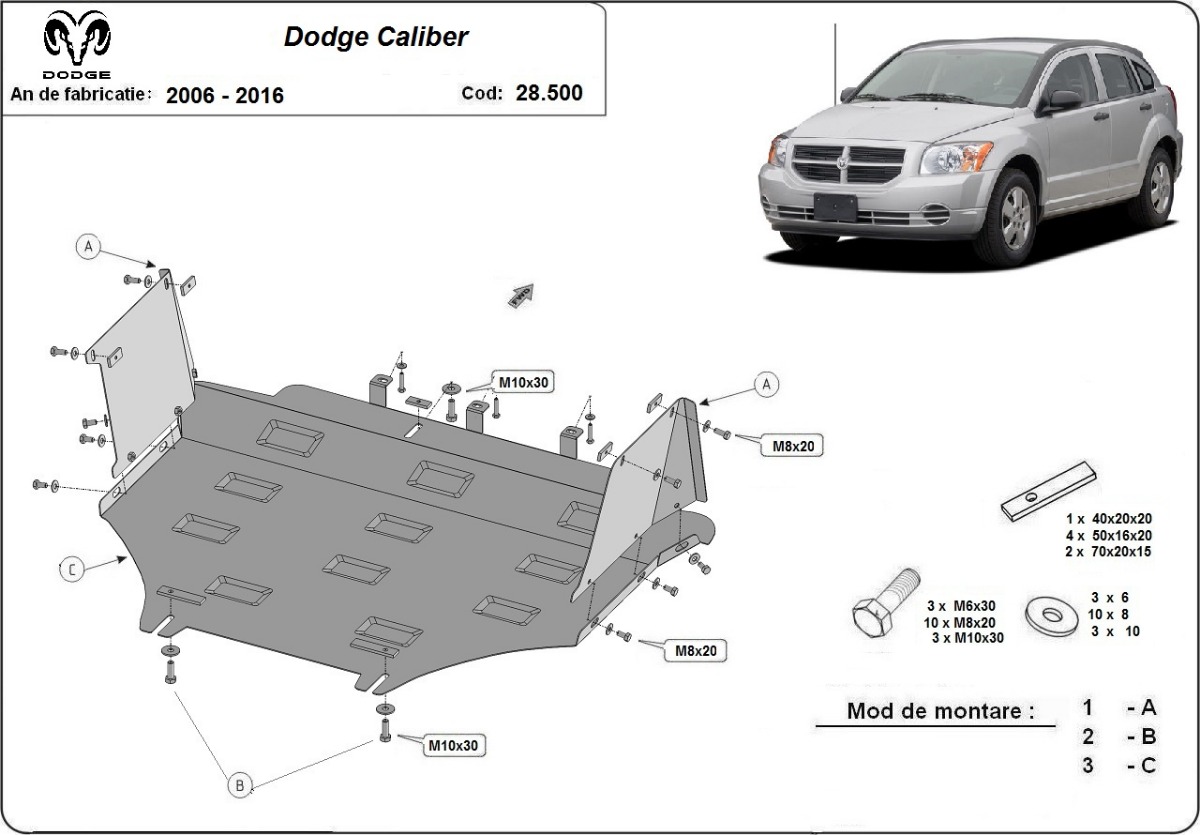 Stahl-Unterfahrschutz Motor+ | Dodge Caliber (2006-2016) - 3