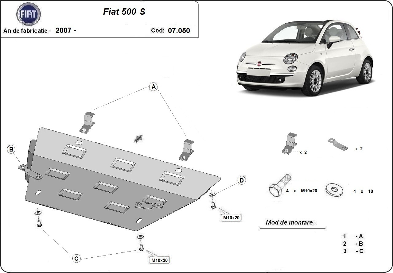 Stalen beschermplaat Motor+ | Fiat 500 S (2007-2026) - 3