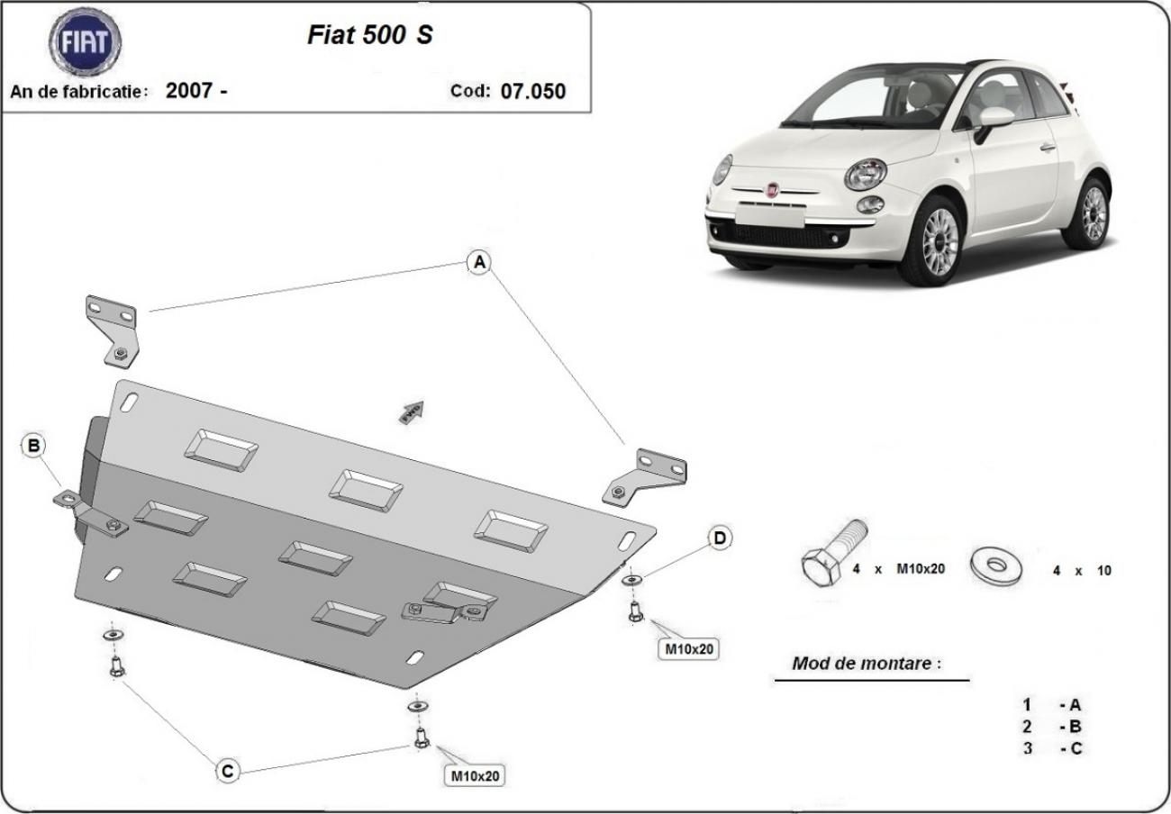 Hasplåt Stål Motor+ | Fiat 500 S (2007-2026) - 3