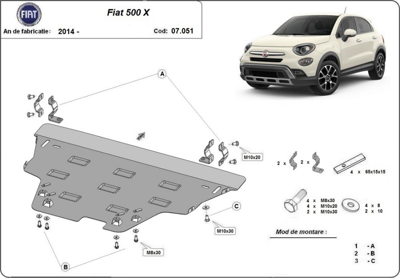 Hasplåt Stål Motor+ | Fiat 500x (2014-2026) - 3