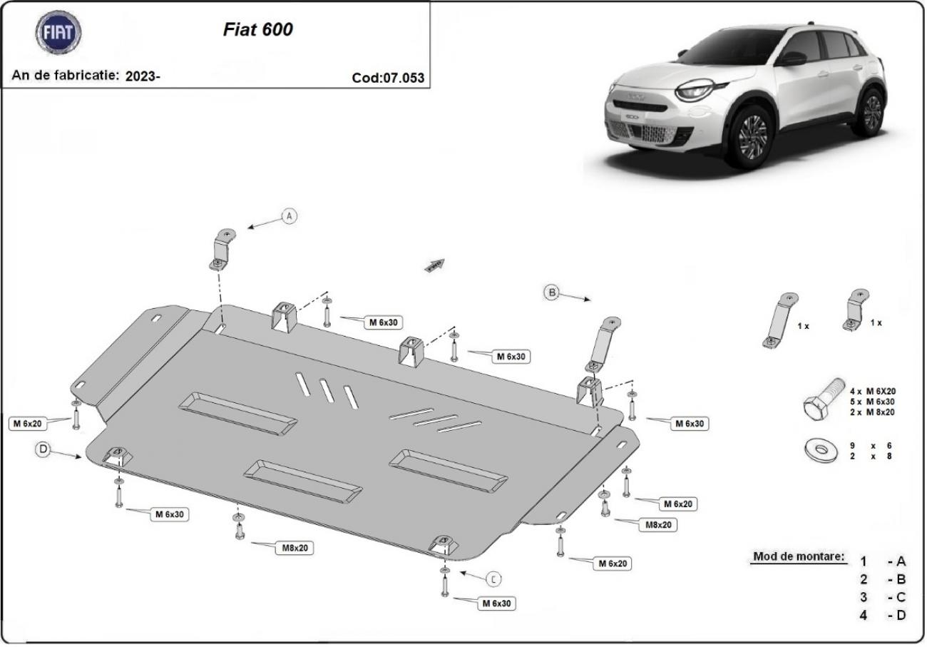Skid plate Steel Engine+ | Fiat 600 (2023-2026) - 3