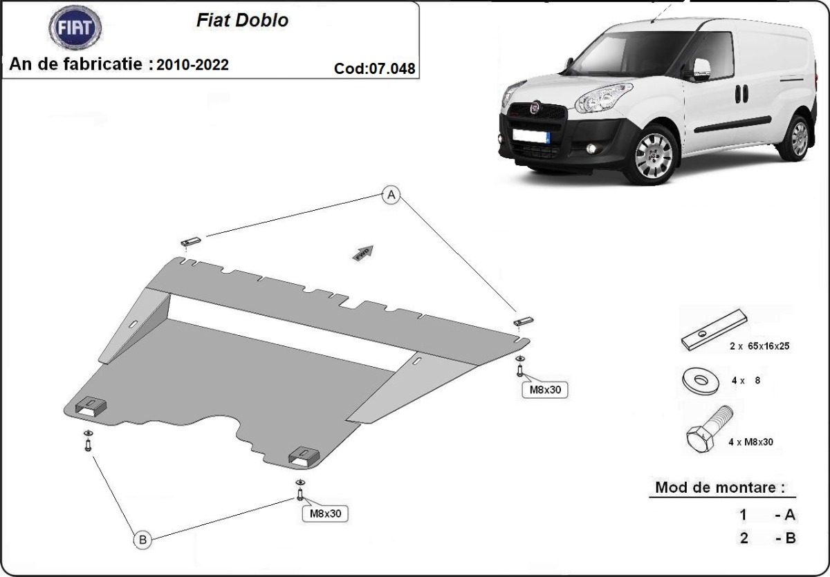 Proteção inferior em aço Motor+ | Fiat Doblo (2010-2022) - 3