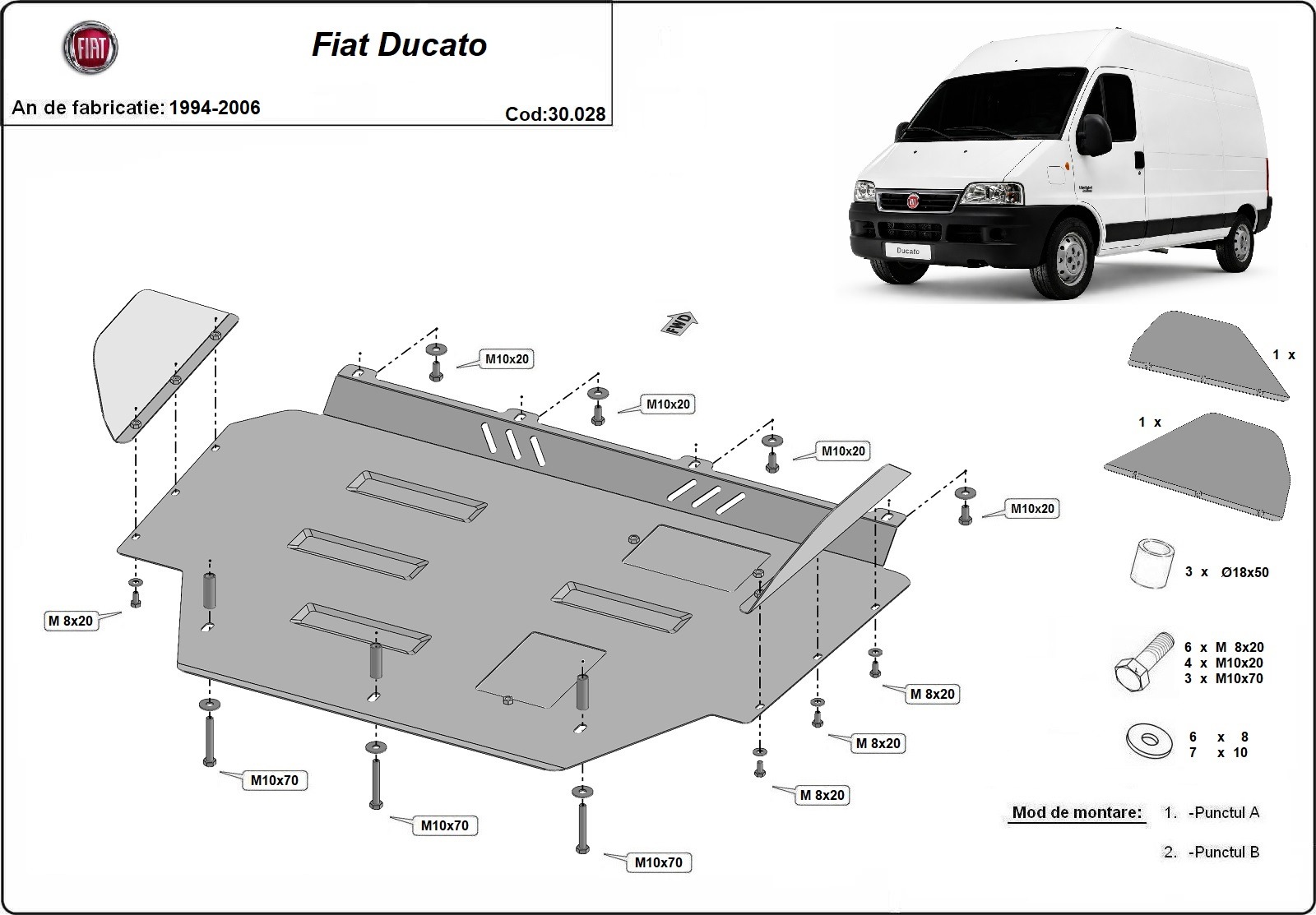 Protezione inferiore in acciaio Motore+ | Fiat Ducato (1994-2006) - 3
