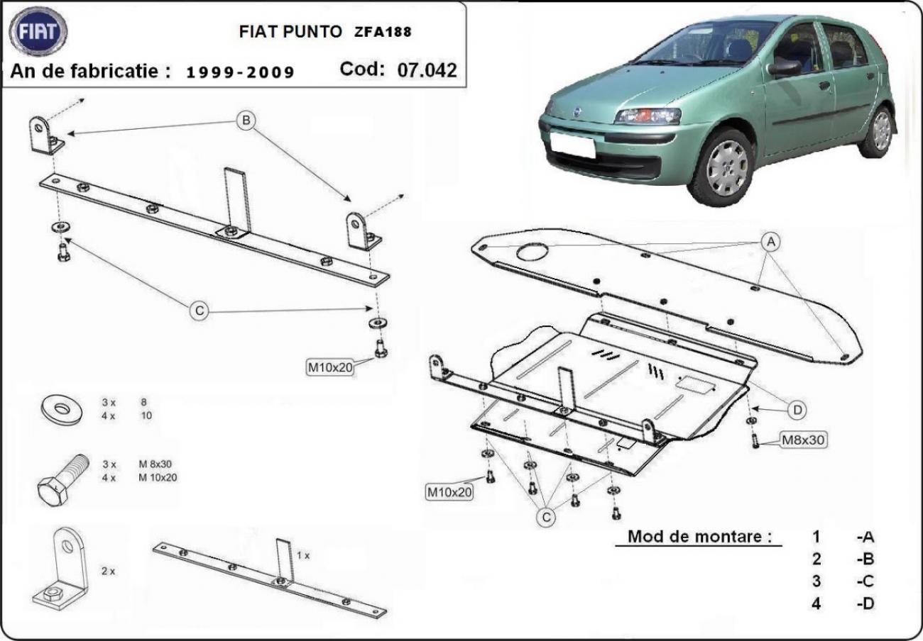 Hasplåt Stål Motor+ | Fiat Punto (1999-2010) - 3