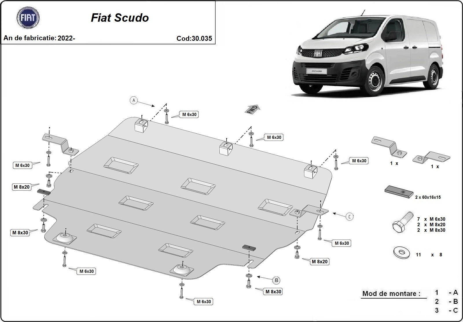 Stalowa osłona podwozia silnika+ | Fiat Scudo (2022-2026) - 3