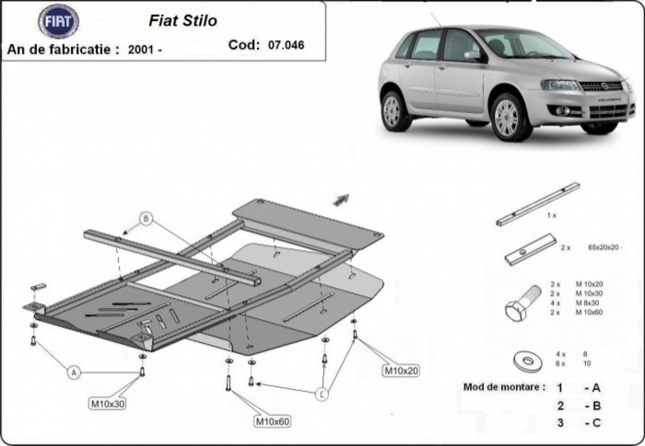 Hasplåt Stål Motor+ | Fiat Stilo (2001-2010) - 3