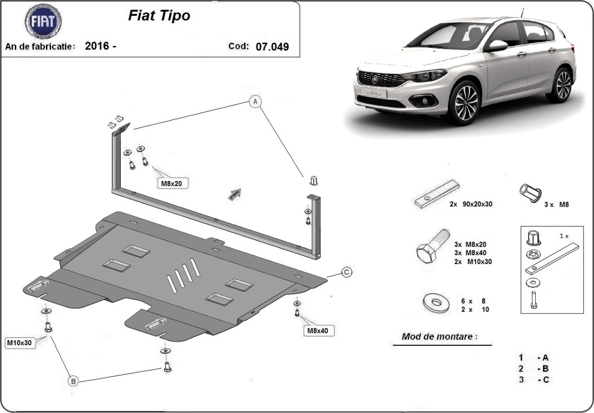 Protector inferior de acero Motor+ | Fiat Tipo (2015-2026) - 3