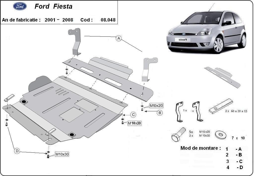 Stalowa osłona podwozia silnika+ | Ford Fiesta (2001-2008) - 3