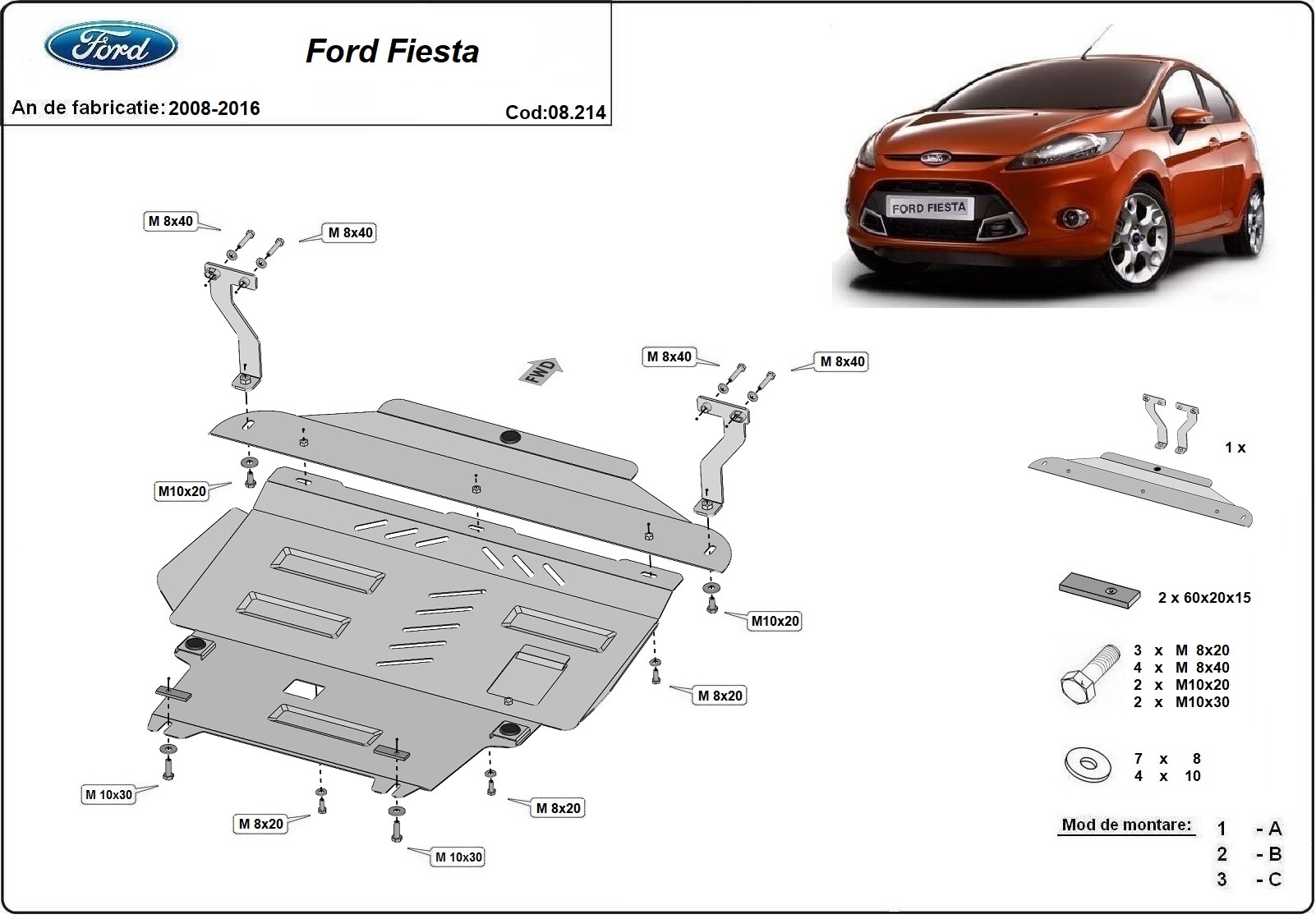 Protection inférieure en acier Moteur+ | Ford Fiesta (2008-2016) - 3