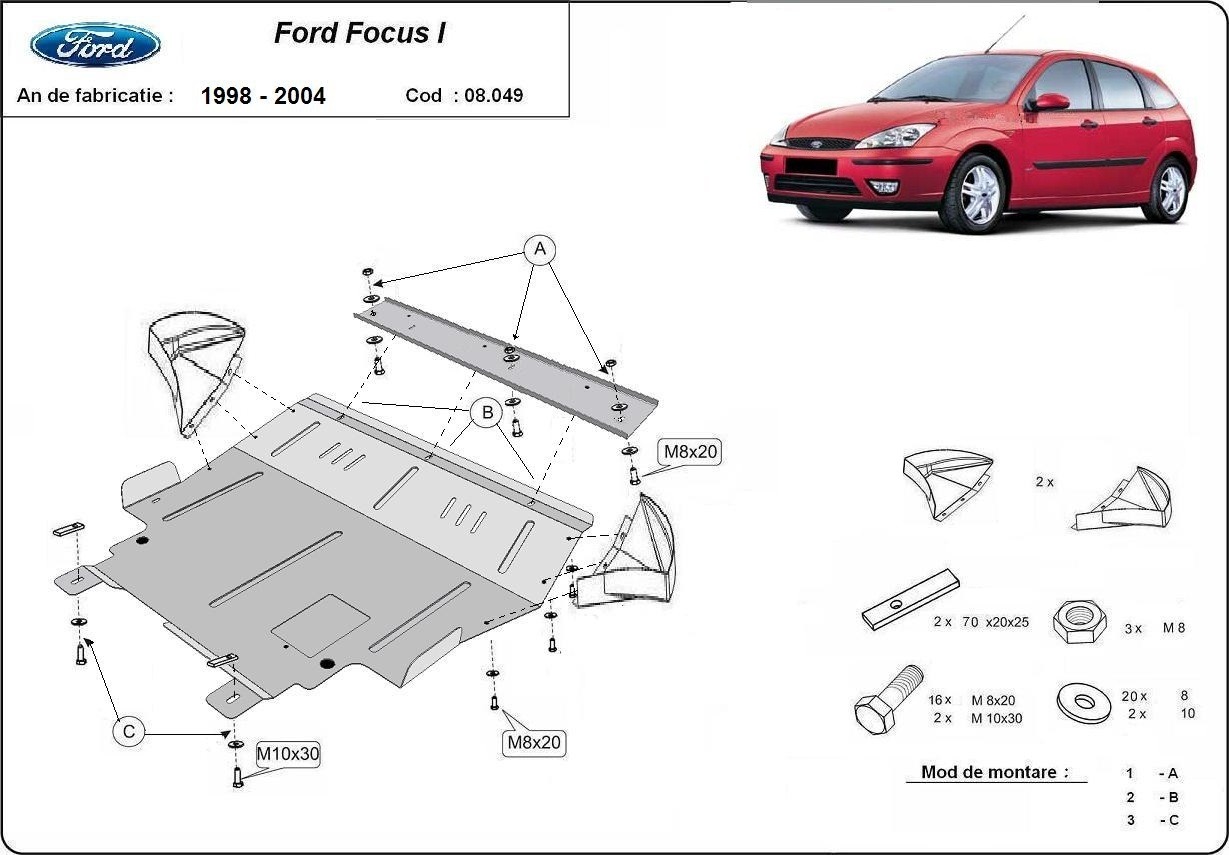 Protector inferior de acero Motor+ | Ford Focus 1 (1998-2004) - 3