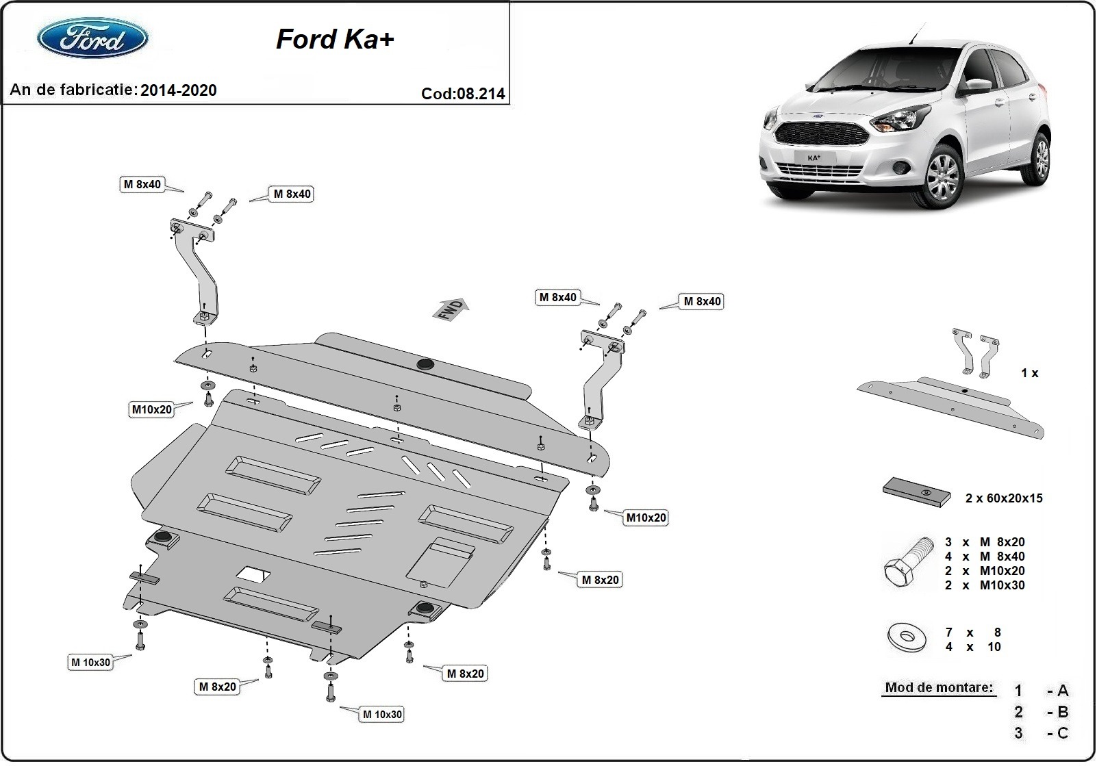 Stalen beschermplaat Motor+ | Ford KA+ (2014-2020) - 3