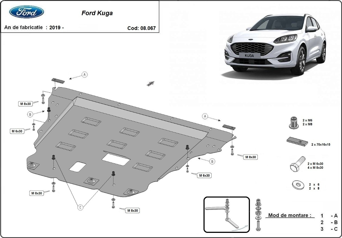 Proteção inferior em aço Motor+ | Ford Kuga (2019-2026) - 3