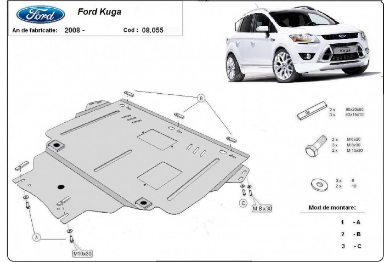 Hasplåt Stål Motor+ | Ford Kuga (2008-2012) - 3