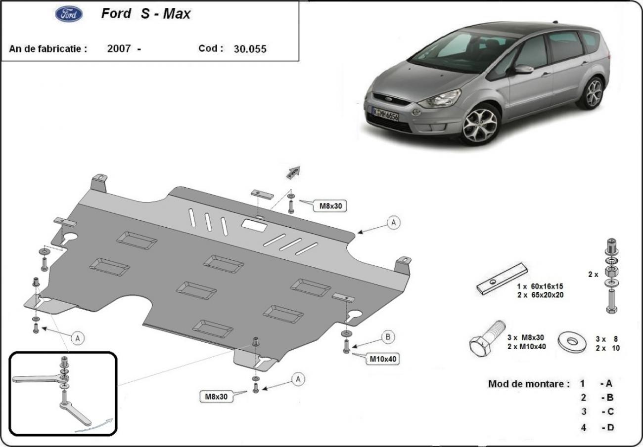 Hasplåt Stål Motor+ | Ford S-Max (2006-2015) - 2