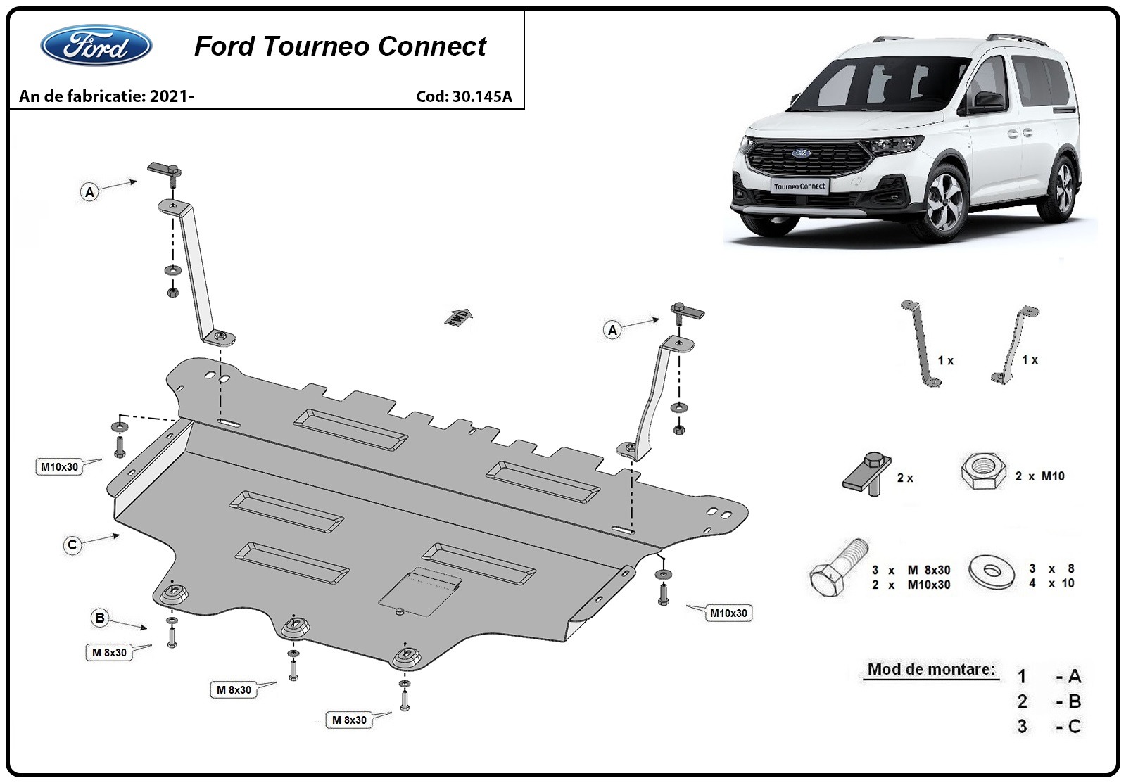 Skid plate Steel Engine+ | Ford Tourneo Connect (2021-2026) - 3