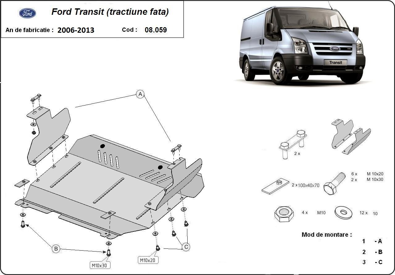 Protezione inferiore in acciaio Motore+ | Ford Transit - FWD (2007-2013) - 3