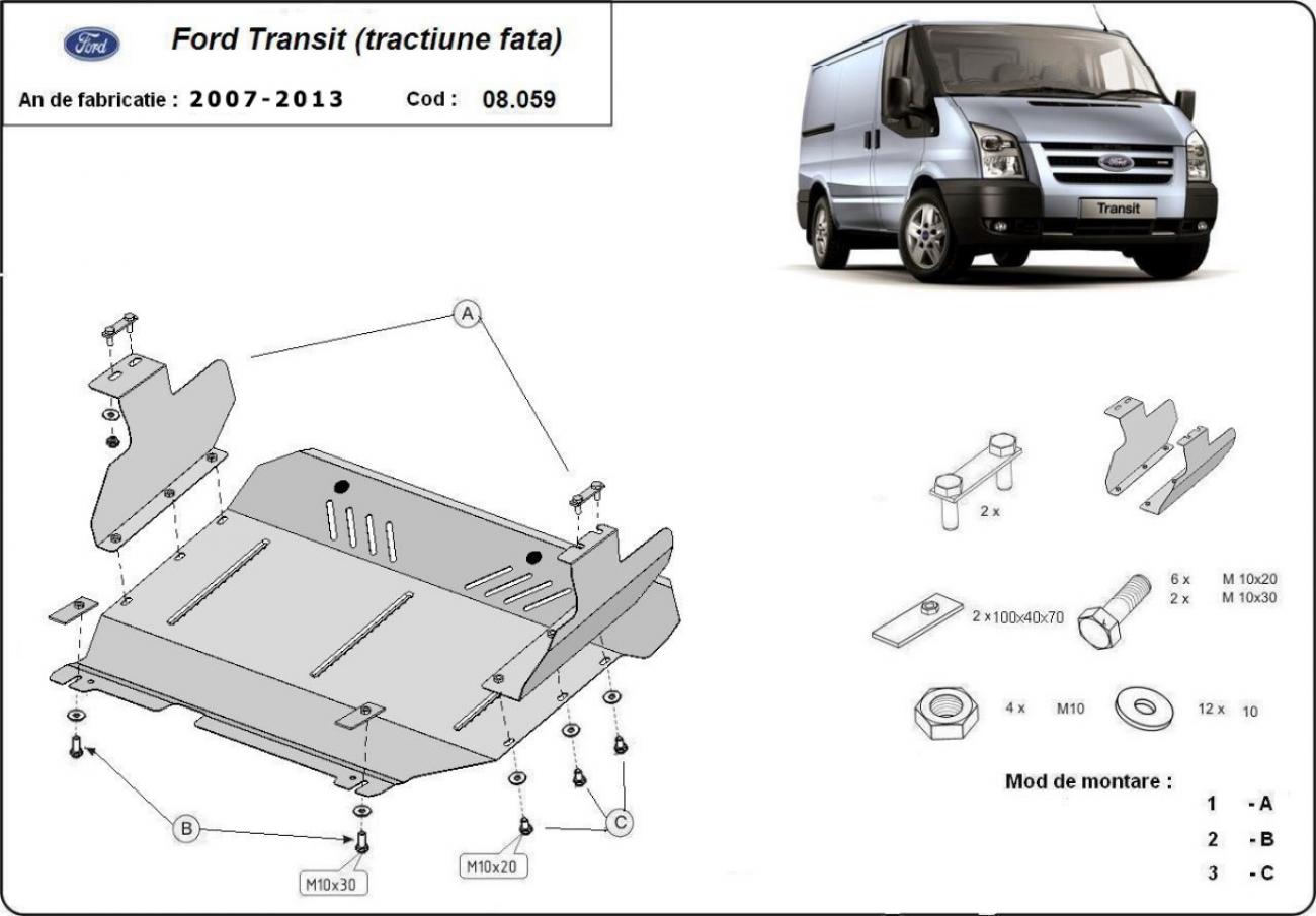 Hasplåt Stål Motor+ | Ford Transit - FWD (2007-2013) - 3