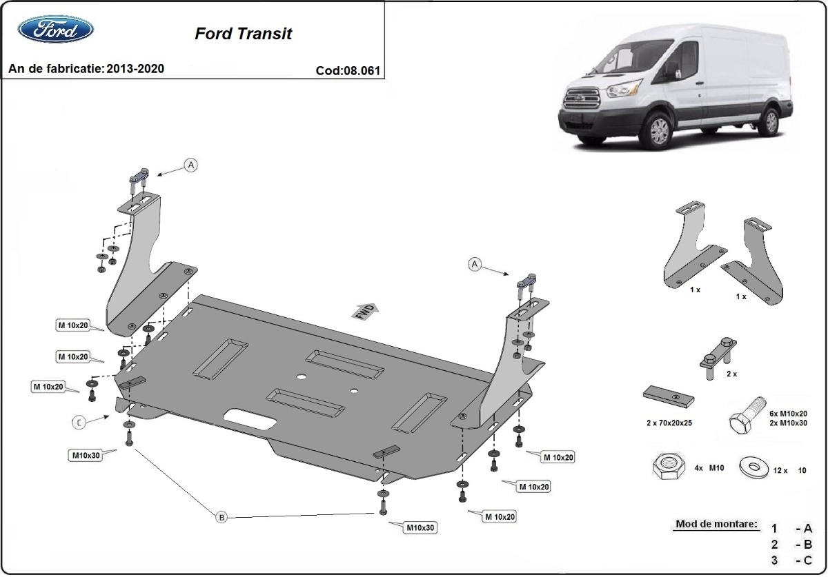 Skid plate Steel Engine+ | Ford Transit- FWD (2013-2020) - 3