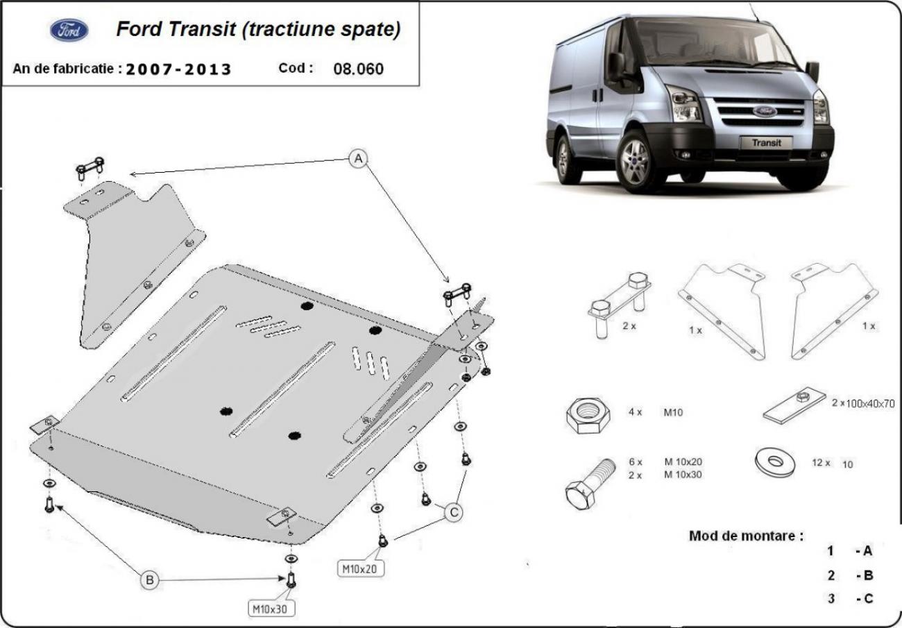 Hasplåt Stål Motor+ | Ford Transit - RWD (2007-2013) - 3