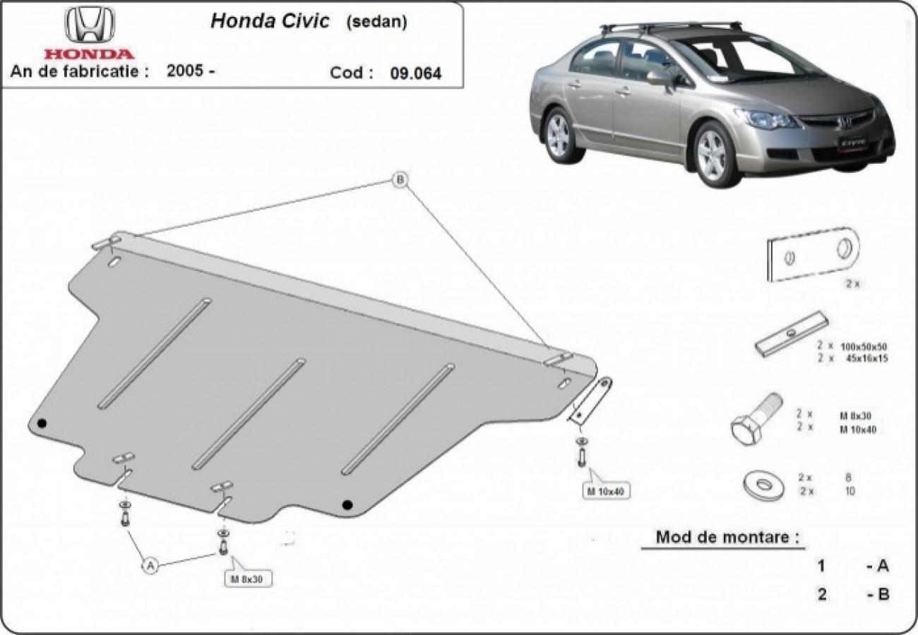 Pohjapanssari Teräs Moottori+ | Honda Civic (berlin) (2005-2015) - 3