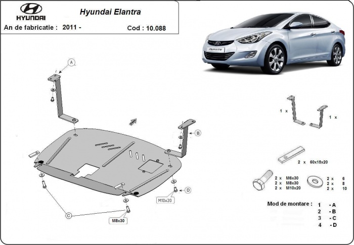 Protection inférieure en acier Moteur+ | Hyundai Elantra 2 (2011-2016) - 3