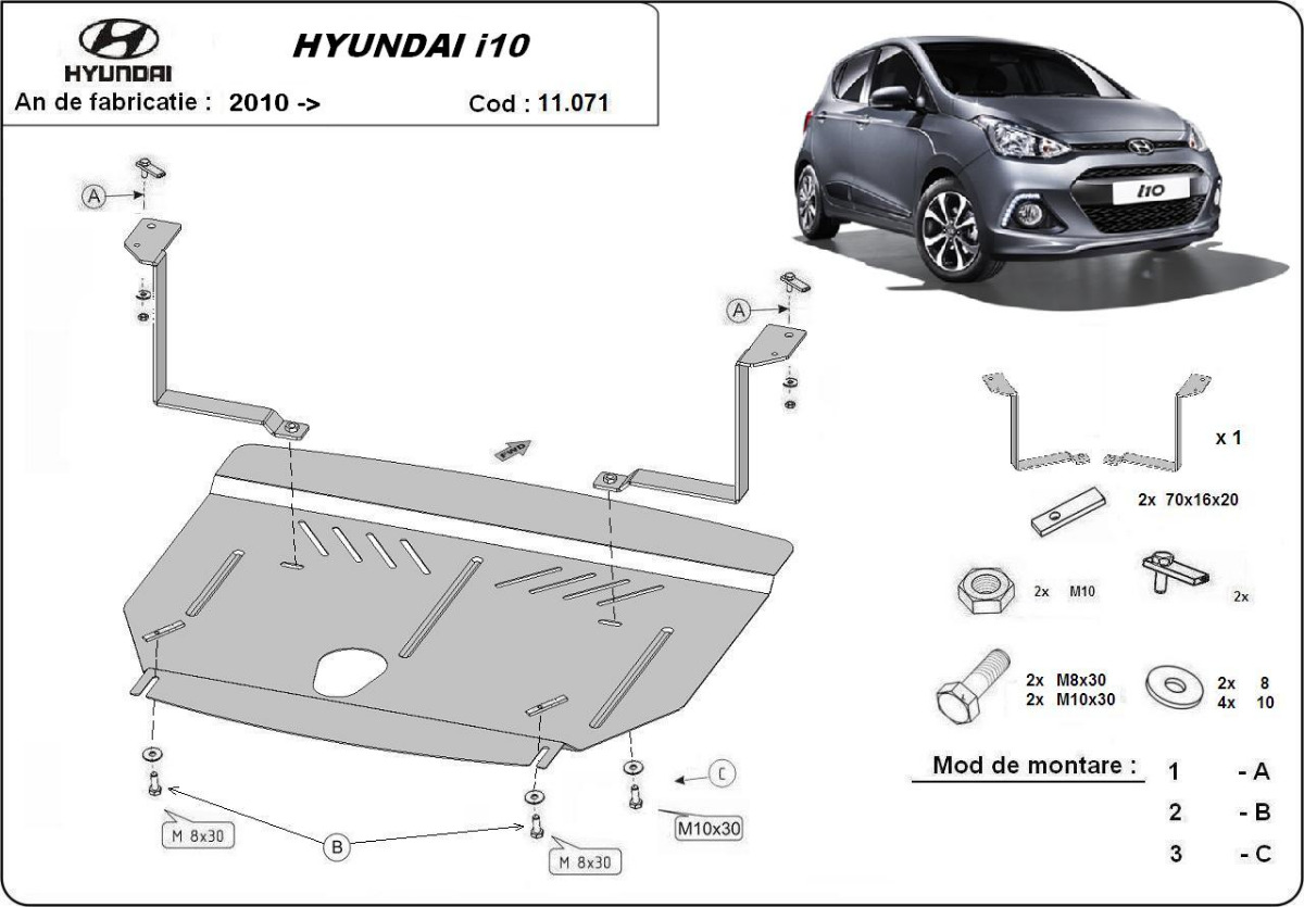 Protection inférieure en acier Moteur+ | Hyundai i10 (2012-2017) - 3