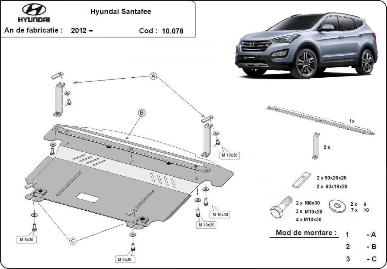 Bundplade Stål Motor+ | Hyundai Santa Fe (2012-2018) - 3