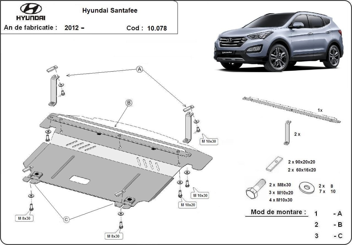 Skid plate Steel Engine+ | Hyundai Santa Fe (2012-2018) - 3