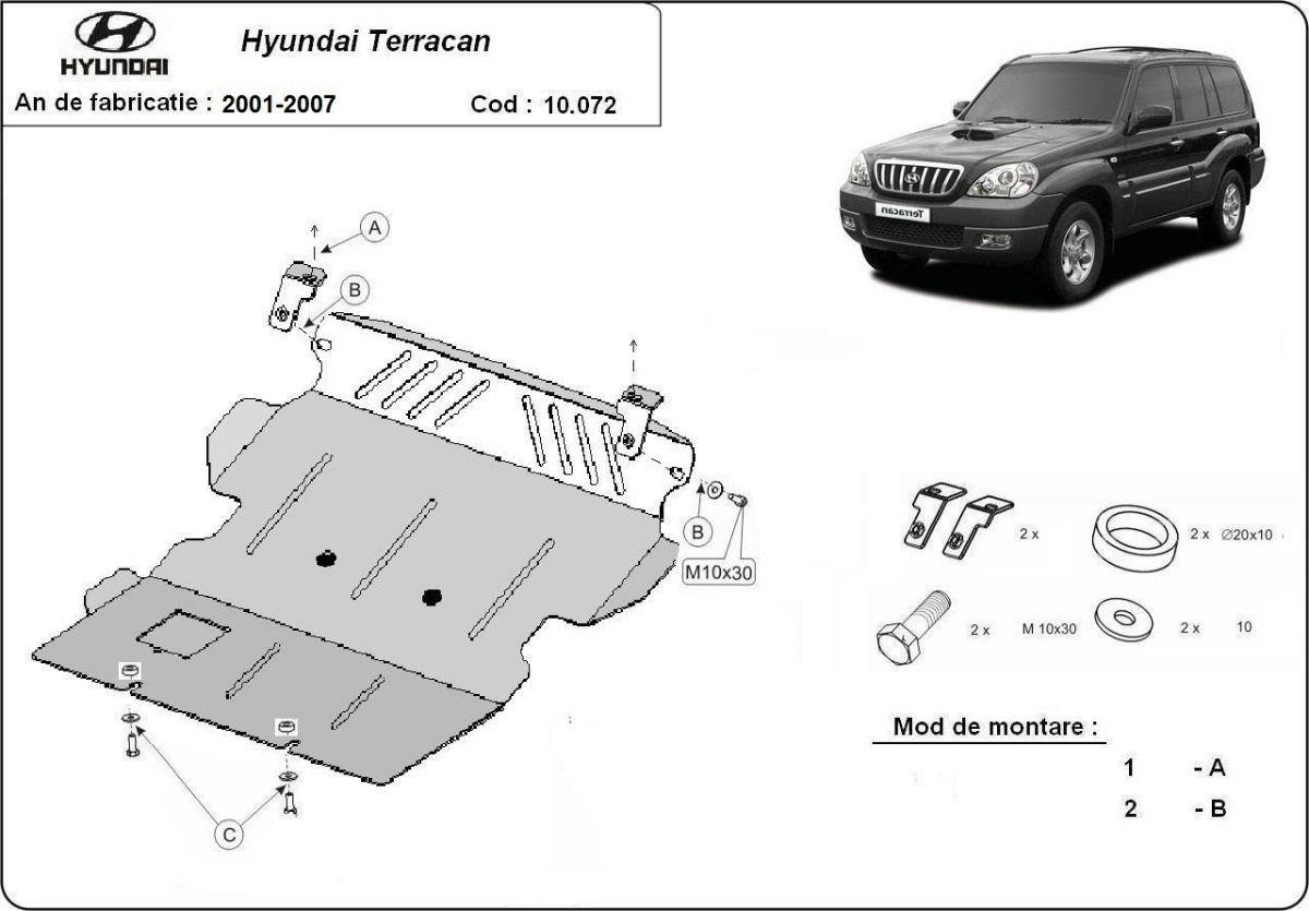 Stalowa osłona podwozia silnika+ | Hyundai Terracan (2001-2007) - 3