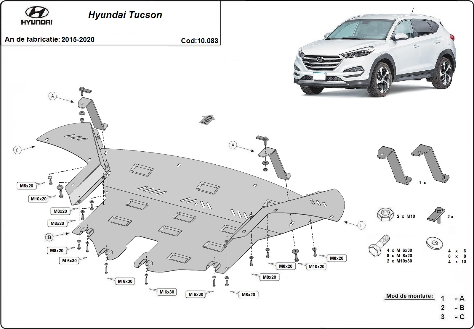 Stalowa osłona podwozia silnika+ | Hyundai Tucson (2015-2020) - 3