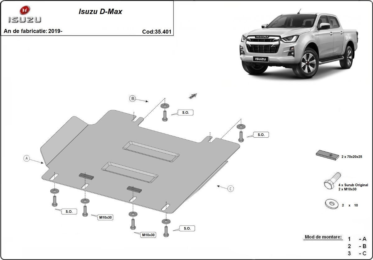 Protezione inferiore motore in acciaio | Isuzu D-Max (2019-2026) - 3